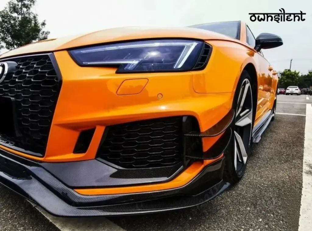 CARBON FIBER FRONT BUMPER GARNISH TRIM STRIP for AUDI RS4 A4 AVANT B9 2018-2020