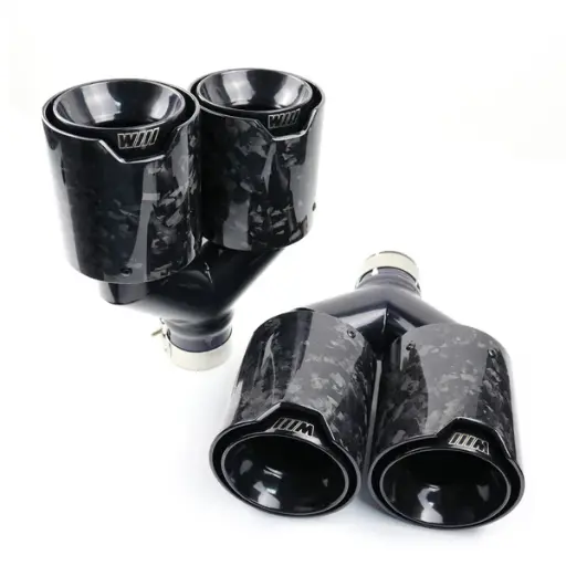 BMW Dual M Performance Style Black Forged Carbon Fibre Exhaust Tips 