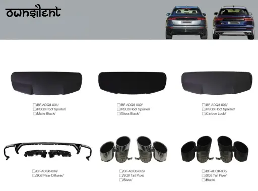 REAR ROOF SPOILER REAR DIFFUSER WITH EXHAUST TIPS for AUDI Q8 4M 2019 - 2023 | SQ8 4M 2019 - 2024 | RSQ8 SQ8 STYLE